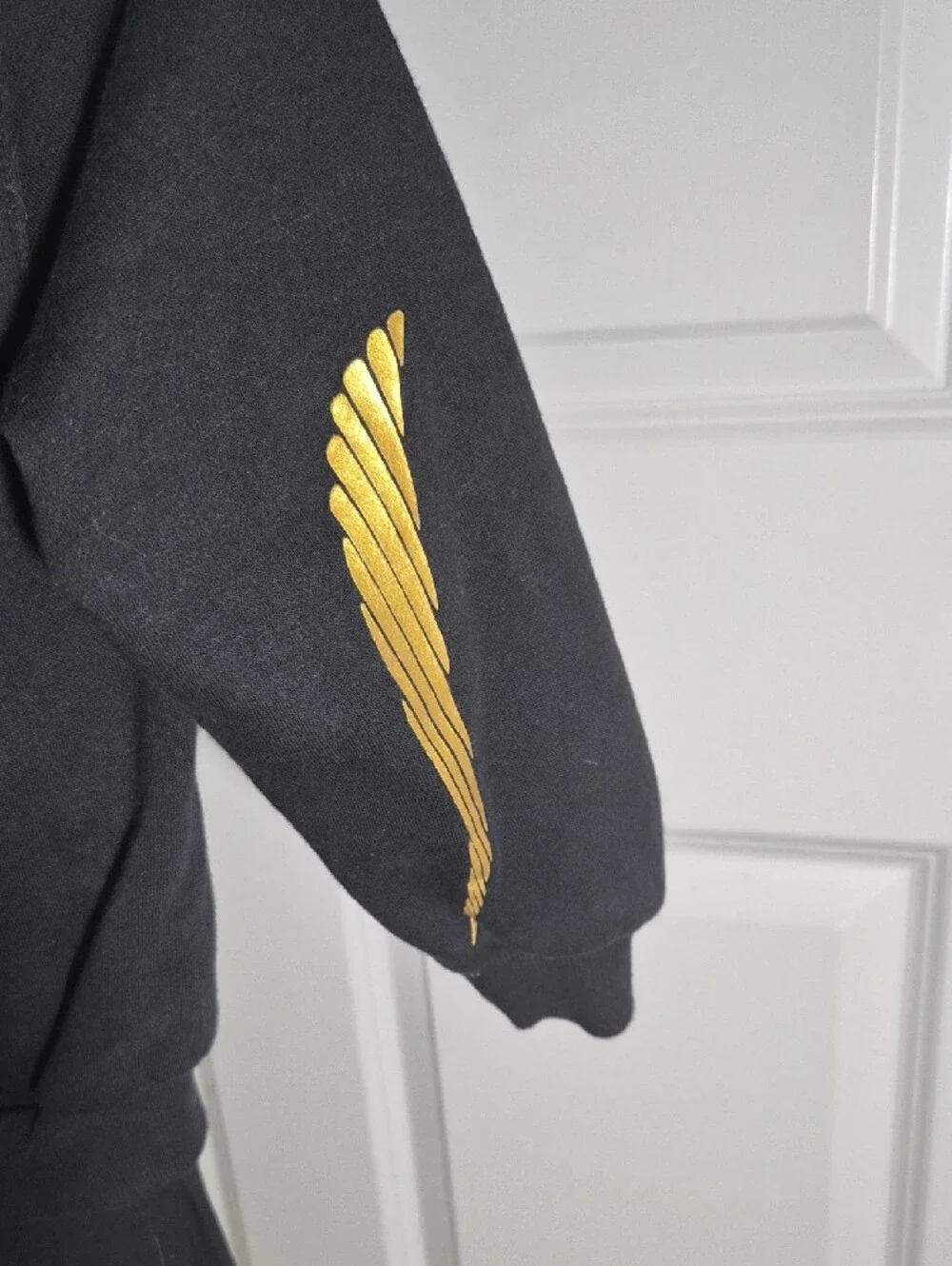 Nike Kids Black Hoodie & Black Leggings with Gold Swoosh